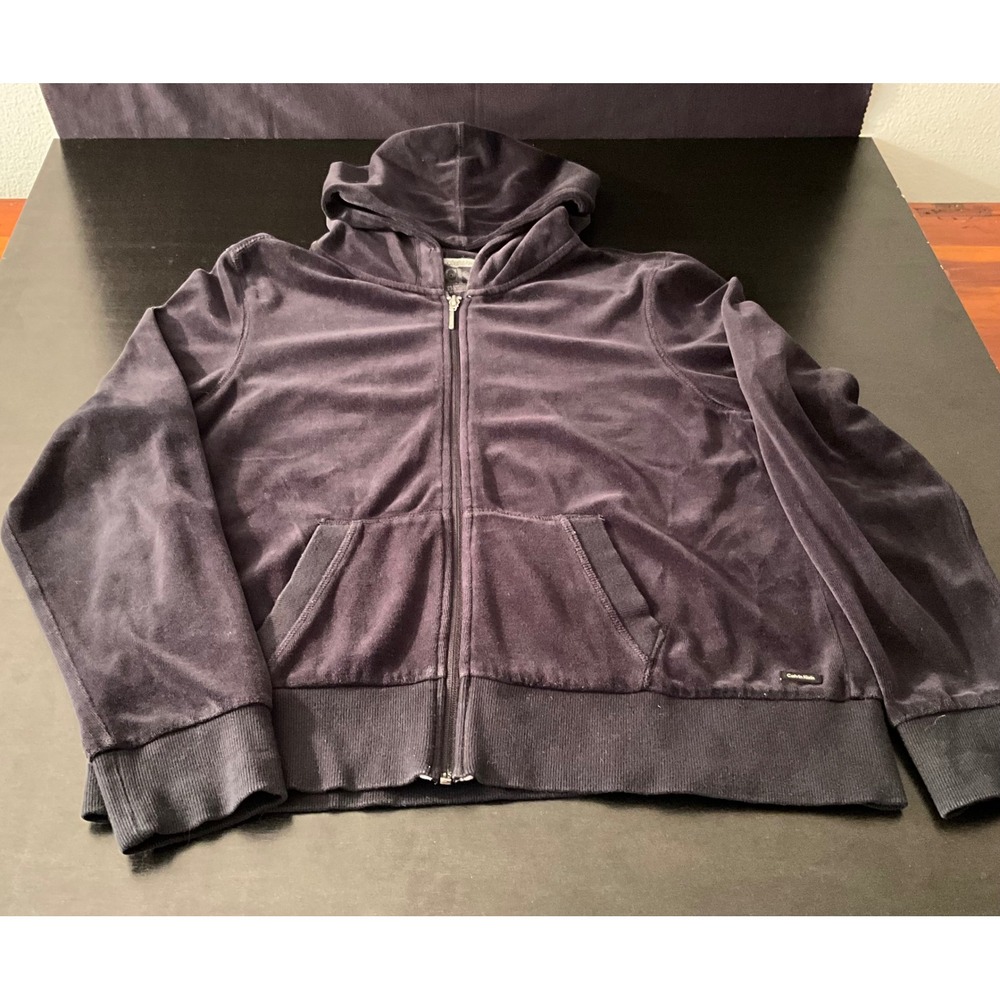 Calvin Klein Velour Full Zip Hoodie Jacket Women's Casual‎ Comfy Warm